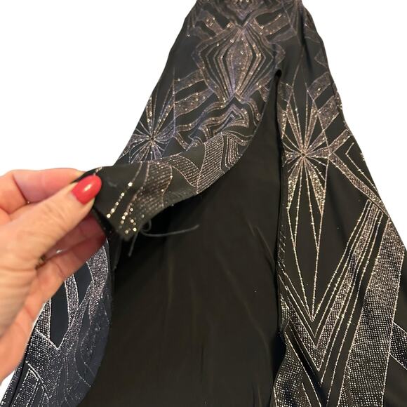 Jump Apparal Black Glitter Cutout Prom Dress- Size 1/2 - Picture 8 of 12